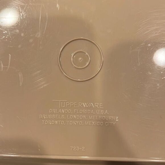 TUPPERWARE Vintage Deviled Egg Keeper Carrier Tray With Lid Almond Tan  723-3 - Picture 5 of 7